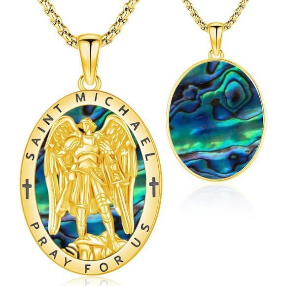 Gold-Plated St Michael/St Benedict/St Christopher/Gabriel/ Pendant for Men Women